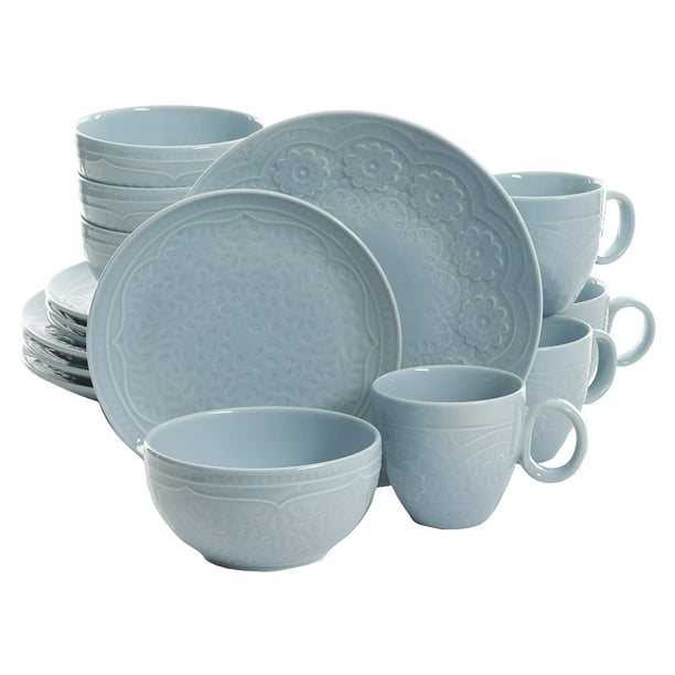 Gibson Elite 16 Piece Floral Glaze Dinnerware Set w/ Plates, Bowls