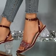 thumbnail image 6 of WRKEKC Sandals for Women Wide Width Square Toe Wide Strap Chunky Heel Sandals with Crystal Heel Summer Medium Height, 6 of 9