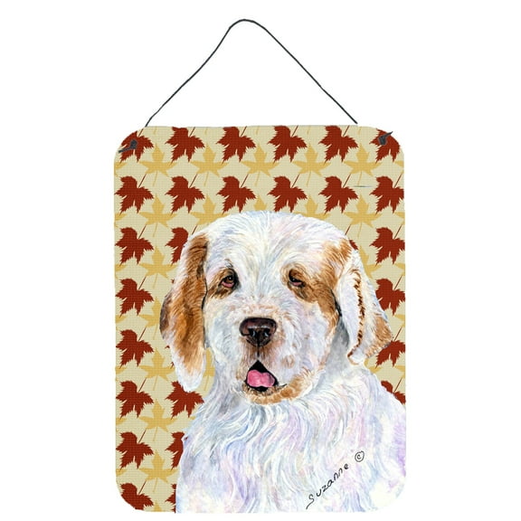 Clumber Spaniel Fall Leaves Portrait Wall or Door Hanging Prints