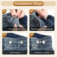 thumbnail image 4 of 12 pinzas de cintura para pantalones, clips de metal sin costura para jeans y pantalones, pasadores ajustables y reutilizables con botones de estrella, 4 of 5
