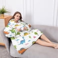 thumbnail image 5 of Oversized Wearable Blanket Hoodie,Colorful Dinosaurs Trees Mountains Pattern Sherpa Blanket Hoodie with Super Pockets,Super Warm Fuzzy Pullover for Women & Men, 5 of 6
