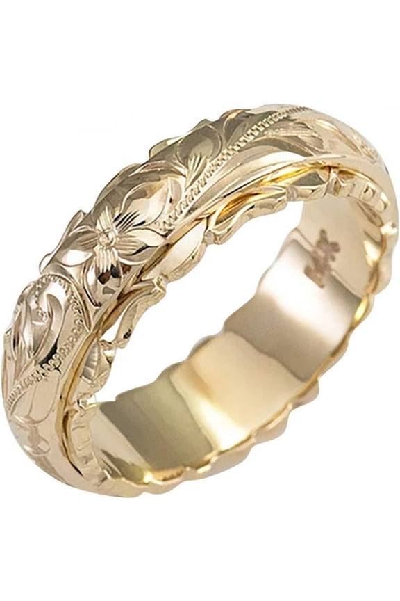 Engraved Plumeria Flower Ring for Women 2025 Trendy Dainty 925 Sterling Silver Gold Rings Promise Ring Gift for Her