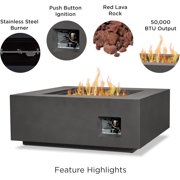 Real Flame Aegean 36 Square Steel Propane or Natural Gas Fire Pit Table in Weathered Slate