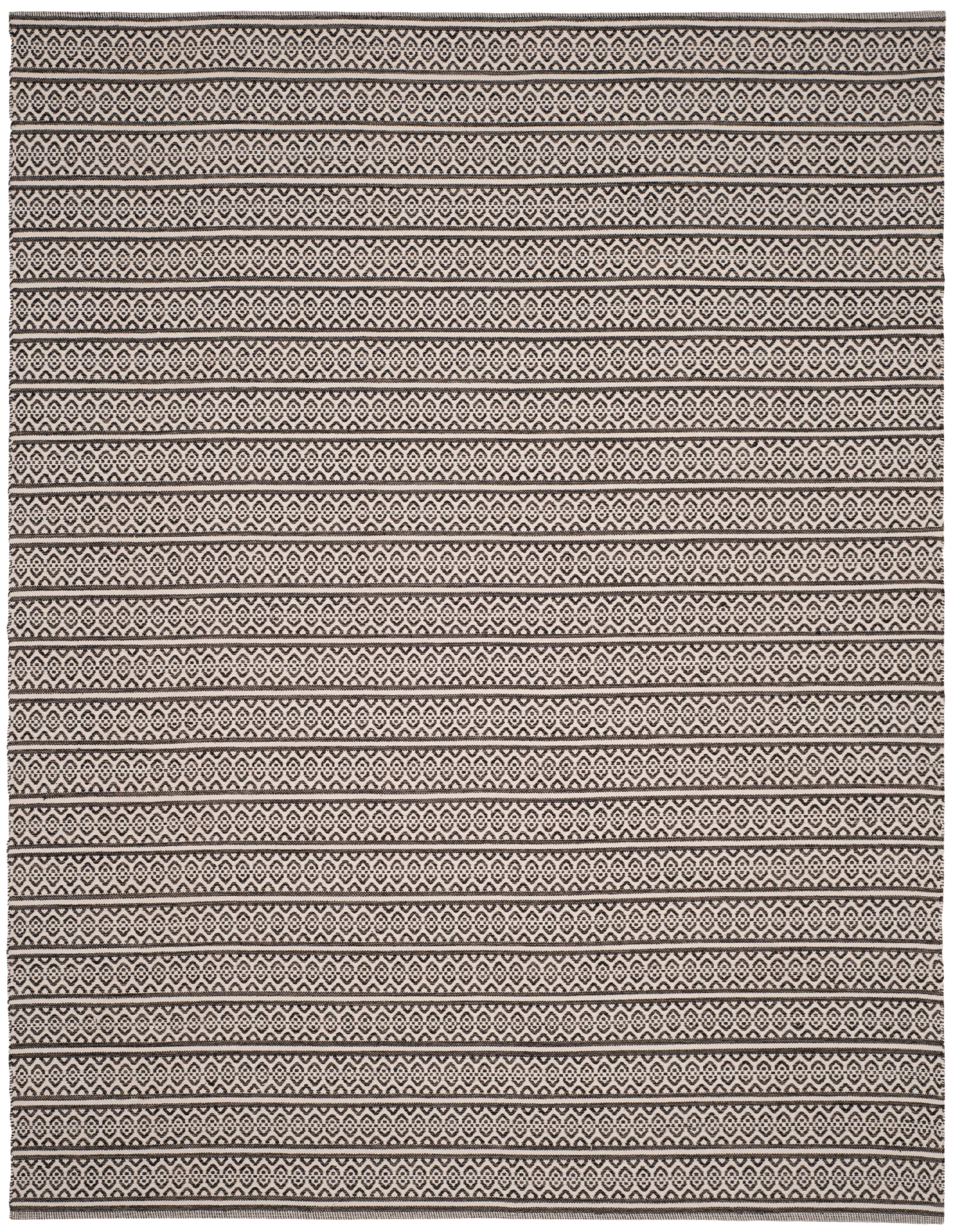 SAFAVIEH Montauk Randall Geometric Striped Cotton Area Rug, Ivory/Black, 10' x 14'