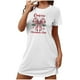 thumbnail image 1 of Camisón corto navideño para mujer, talla grande, con cuello redondo estampado y mangas cortas, para el pecho., 1 of 2