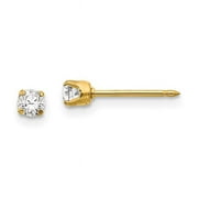 Inverness 14K Yellow Gold 3 mm CZ Long Post Earrings