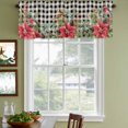 thumbnail image 3 of Christmas Curtain Valances for Windows, Kitchen Valance Window Treatments Panel 2 Pack, Winter Poinsettia Berry Black White Plaid Rod Pocket Short Curtains for Bathroom Bedroom 42 x 12 Inch, 3 of 8