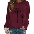 thumbnail image 2 of Chandail de Mode pour Femmes Imprimé Pissenlit Col Rond Manches Raglan Manches Longues Haut Décontracté Ample Confortable, 2 of 5