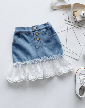 baby blue jean skirt