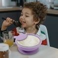 thumbnail image 4 of Cuencos para bebés con ventosa de la ventosa Portátil Silicone Toddlers Alimentación Vajilla Vajilla Recién Nacido Niños Regalos Camping Suministros Púrpura seitruly HA059430-02B, 4 of 7