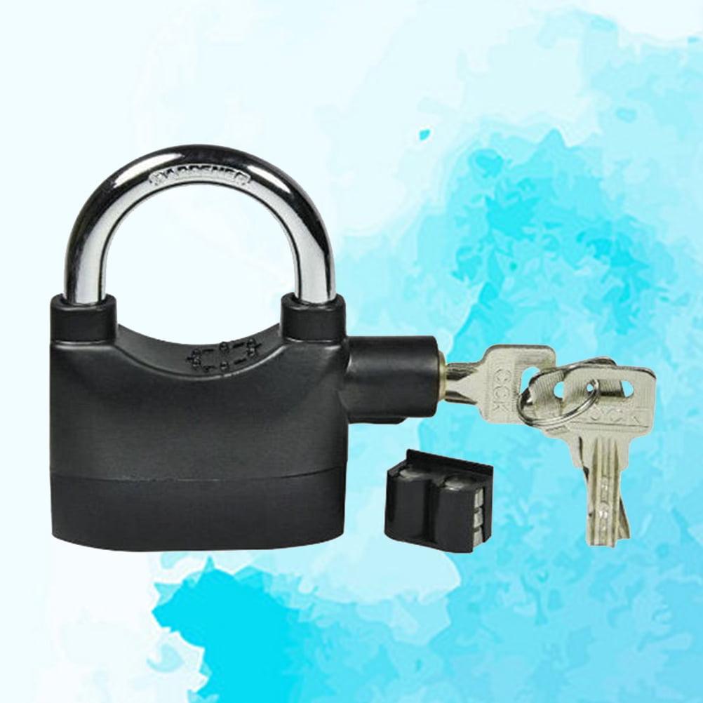 Kkewar Alarm Padlock,Alarm Padlock Anti-Theft Security System for Door Motor with High Decibel (Black)