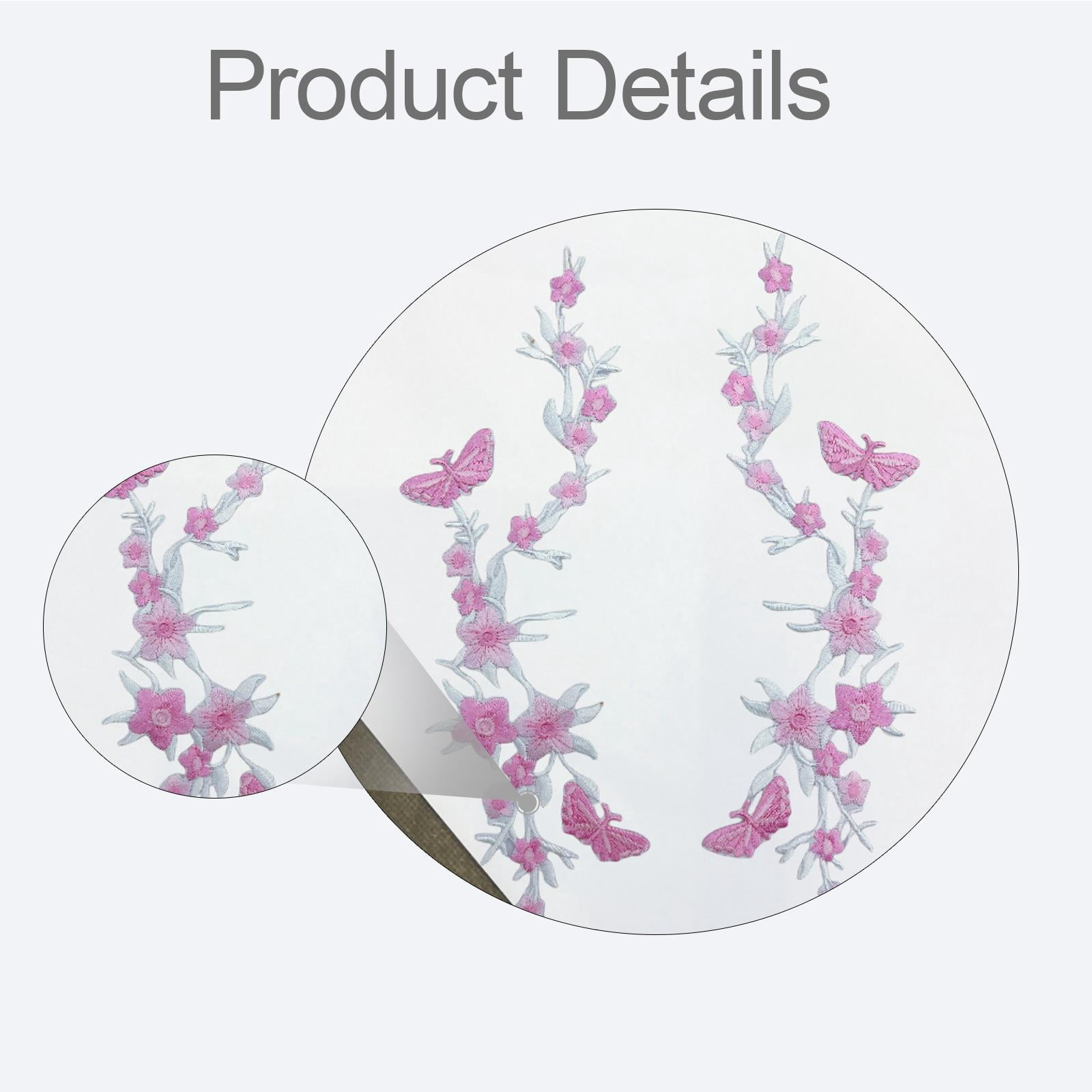 FVDPWYE 10 Pieces Butterfly Flower Embroidered Iron on Patches for Bag Clothes Pants pink
