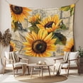 thumbnail image 2 of Yellow Sunflower Tapestry for Bedroom Wall Hanging Tapestry, Watercolor Retro Floral Plant Leaf Ceiling Backdrop Tapestries Poster Blanket Wall Decor for Teens Room Living Room Dorm 51" x 59", 2 of 8