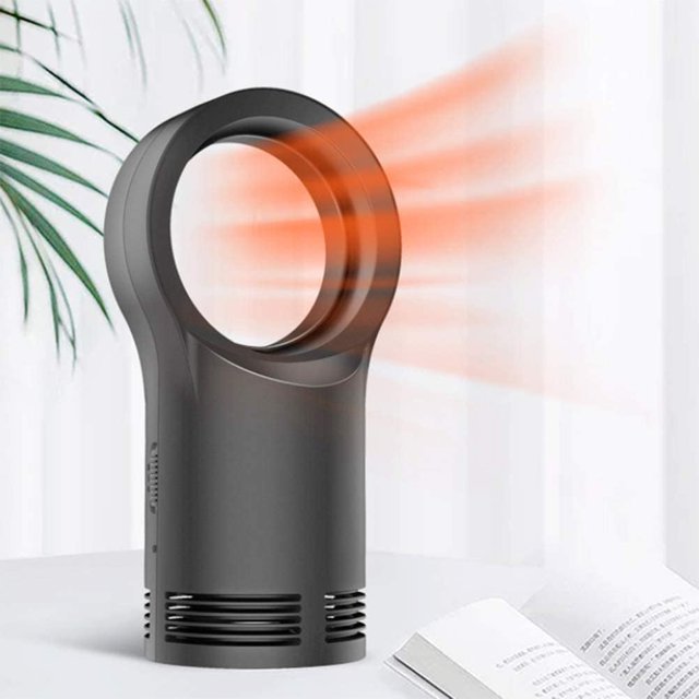 Calentador inteligente Mini calentador eléctrico portátil pequeño para el hogar de 400 vatios con protección contra vuelcos y sobrecalentamiento para cables de oficina en interiores (negro)