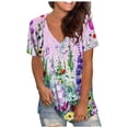 thumbnail image 2 of Azrian Womens Plus Size Tops,Fashion Women's Summer V-Neck Short Sleeve Print Casual T-shirt Blouse Clearance Sales Today Deals Prime, 2 of 5