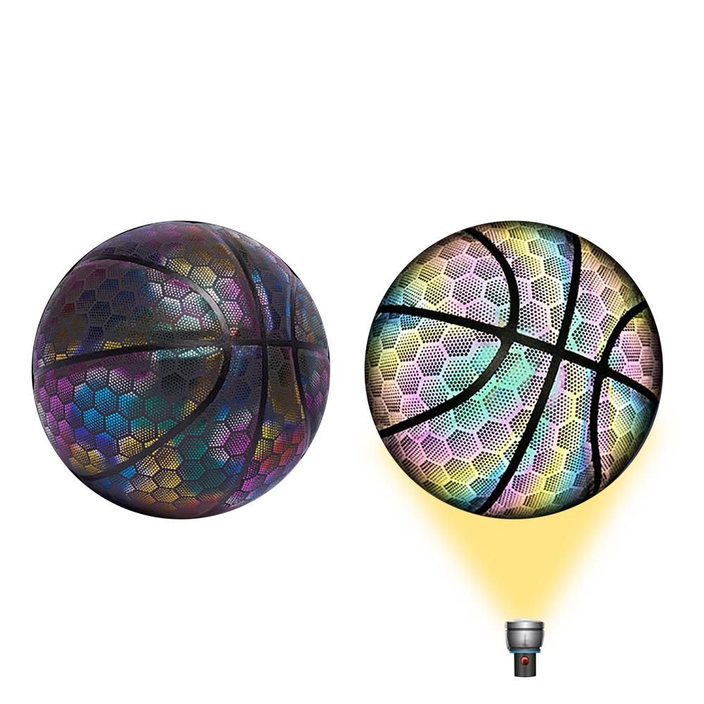 Reflective Basketball Size 7 Holographic Reflective Glowing Basketball Luminous Basketball