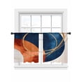 thumbnail image 2 of Sheer Curtains 54 Inches Long, Navy Blue Burnt Orange Light Filtering Window Curtains for Living Room/Bedroom, Boho Art Modern Geometric Rod Pocket Voile Sheer Curtain Drapes, 52"W x 54"L, 2 Panels, 2 of 8
