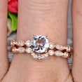 thumbnail image 2 of 1.50 Carat Round Cut Aquamarine Bridal Set Engagement Ring With Matching Band 10k Rose Gold Art Deco Vintage Look, 2 of 5