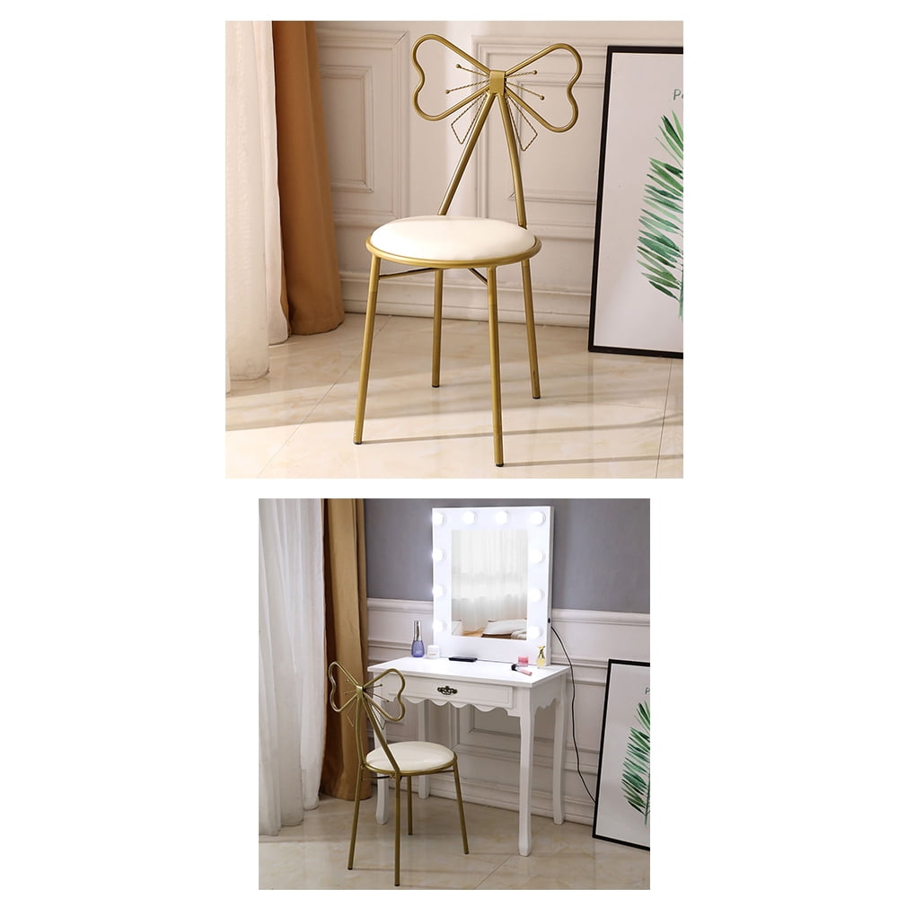 Peroptimist Vanity Dressing Stools Butterfly Backrest Wrought Iron