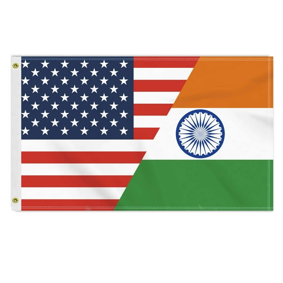 3×5 FT India USA Flag, Large 150D America Indian Outdoor Banner,Double Side Printing Decor For Patio Garden With Brass Gromment