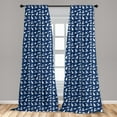 thumbnail image 5 of Ambesonne Shark Curtains, Various Gestures Humorous, Pair of 28"x95", Violet Blue White, 5 of 5