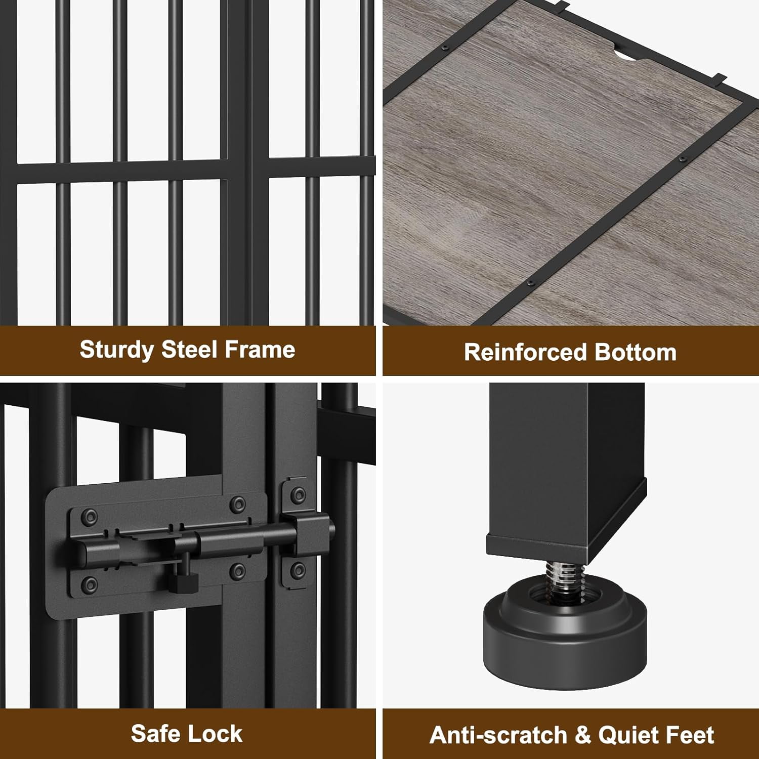 POAO 31"Dog Crate Furniture Foldable, No Assembly Dog Kennel Indoor for Medium Dogs(20-35 lb), Dog Cage with Adjustable Bowls &Name Tag, End Table