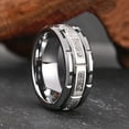 thumbnail image 3 of 8mm Wide Tungsten Steel with a Circle of Diamonds Combination Ring Men's Ring, 3 of 7