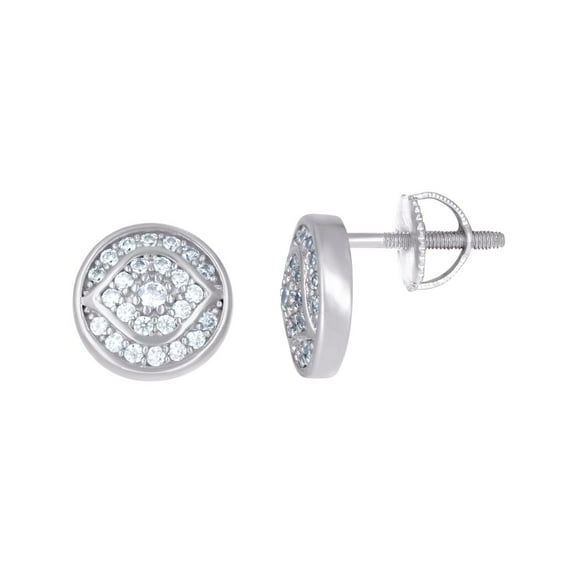 925 Sterling Silver Womens Cubic Zirconia Round Fashion Stud Earrings 9.4x9mm Wide Stud Earring for Women