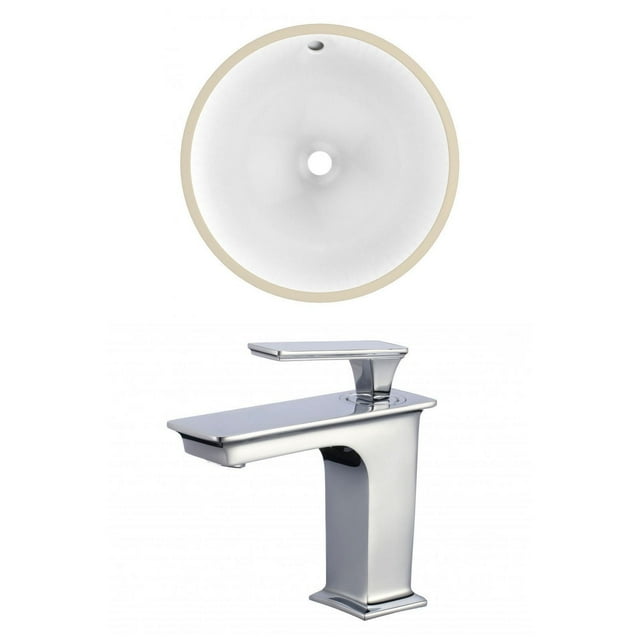 15.25-in. W Round Bathroom Undermount Sink Set In White - Chrome Hardware AI-22845