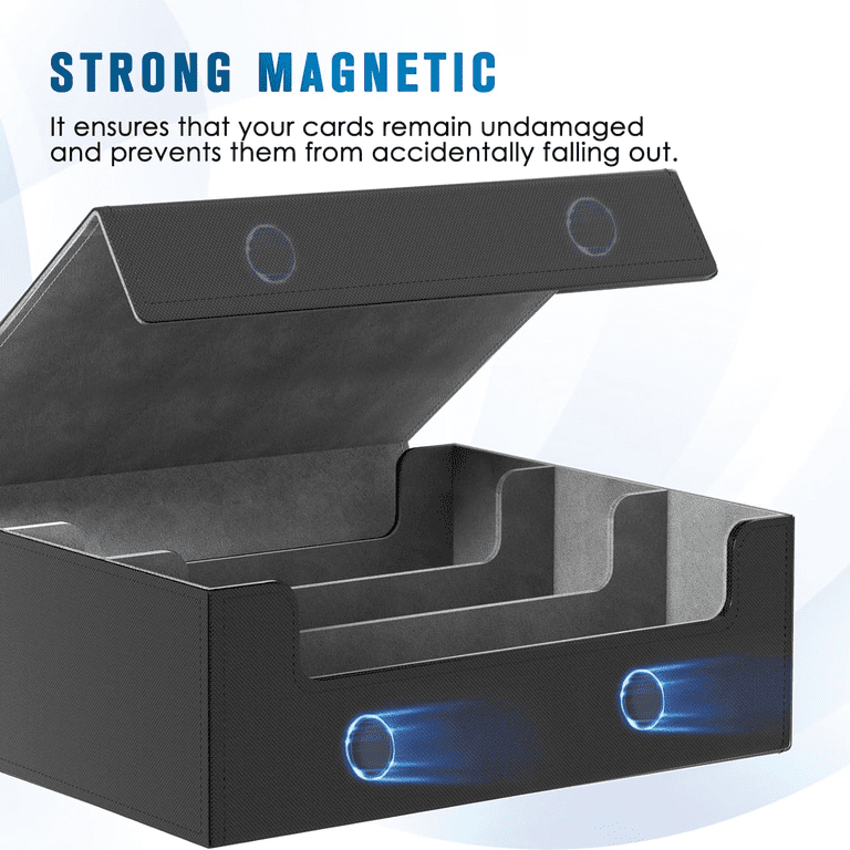 yugioh magnetic card holder Kabinka Commander Deck Box for MTG with Dice Tray, Deck Box with Metal Emblem, Holds 100 Double-Sleeved Cards for TCG, Cards Storage Case with 35PT (Black& Blue According to SolemnYugioh, these card