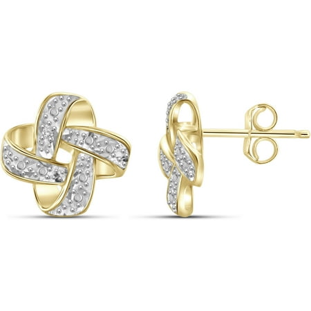 - White Diamond Accent 14kt Gold-Plated Love Knot Stud Earrings