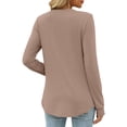 thumbnail image 4 of Holzkary Long Sleeve Shirts for Women Women Fashion Casual Long Sleeve Buttons Solid Color Tops Shirts Blouses Tops Khaki Xl, 4 of 7