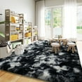 thumbnail image 3 of Socofuz Luxury Fluffy Rug, Soft Indoor Modern Carpets for Living Room Bedroom Nursery, 8x10 ft,Tie-dye Black and White, 3 of 7