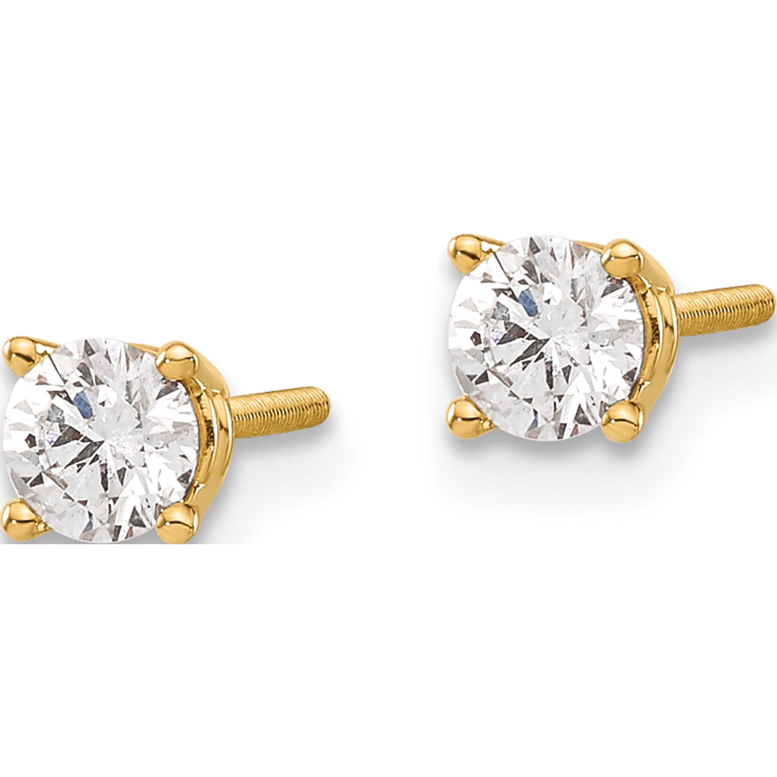 14K Yellow Gold 14Ky .40Ct. Si3 G-I Diamond Stud Thread On/Off Post Earrings (3.8 X 3.8) Made In United States st3-40