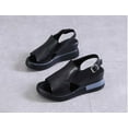 thumbnail image 5 of Anuirheih Womens Wedge Heels Sandals Buckle Strap Soft Leather Comfort Fish Mouth Open Toe Non-slip Sandals for Beach(Black), 5 of 7