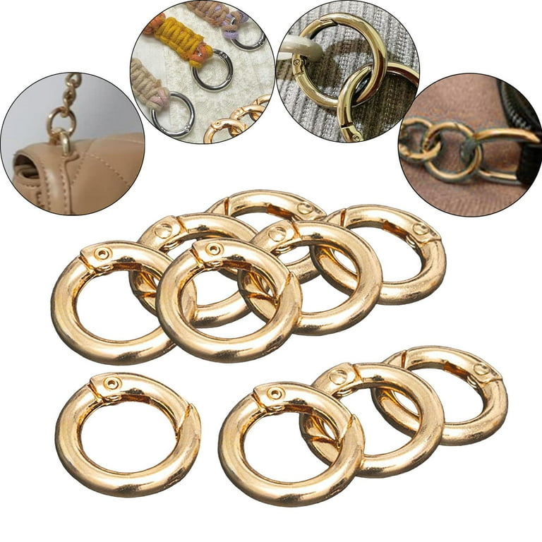 10pcs Round Spring Snap Hooks Clip DIY Accessories for Handbag Purse  Shoulder Strap Key Chains Buckle Circle Round Metal Spring Key , Aureate  20mm 