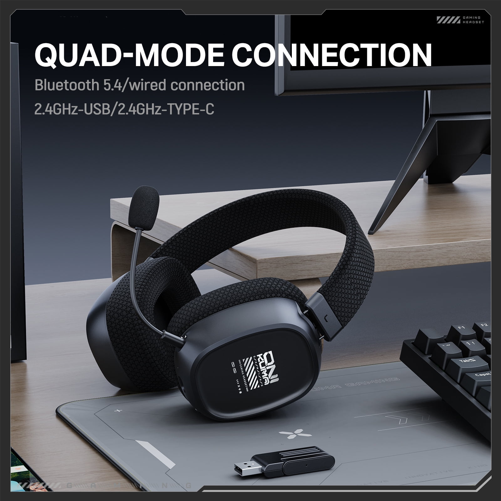 Siivton Wireless Gaming Headset for PS5,Playstation 4,Switch,Xbox,Phone,PC, 45H Playtime, 2.4G/Bluetooth 5.4 Gaming Headphones with Mic, Hi-Fi Sound