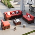 thumbnail image 6 of ELPOSUN 7 Pieces Patio Furniture Set, Outdoor Furniture Sectional Rattan Sofa for Backyard Garden(Burgundy), 6 of 6