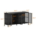 thumbnail image 5 of WIAWG Storage Cabinet with 3-Color LED Lights, Glass Shelves & 4 Compartments, Sideboard Buffet for Living Room Dining Room, Black, 5 of 8