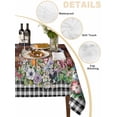 thumbnail image 2 of Spring Botanical Table Cloth, Waterproof Tablecloth for Rectangle Tables, Farmhouse Black Plaid Brown Wooden Grain Reusable Washable Fabric Table Cover for Restaurant Kitchen Dining Tables 60"x102", 2 of 9