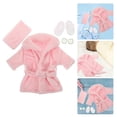 thumbnail image 3 of 1 Set Of Newborn Photography Prop Lovely Small Bathrobe For Baby Toddlers Bath Towel Outfit Supple Coral Fleece Bath Towel For Baby Girl With Accessor, 3 of 3
