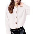 thumbnail image 3 of Cardigan Sweaters for Women Fall 2025 Long Sleeve Button Down Soft Loose Knit Outwear Cropped Winter Coats White L, 3 of 10
