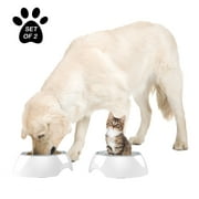 Pet Bowls – Raised Stainless Steel Bowl Dish– Set of 2, 24 Fl Oz by PETMAKER (White)