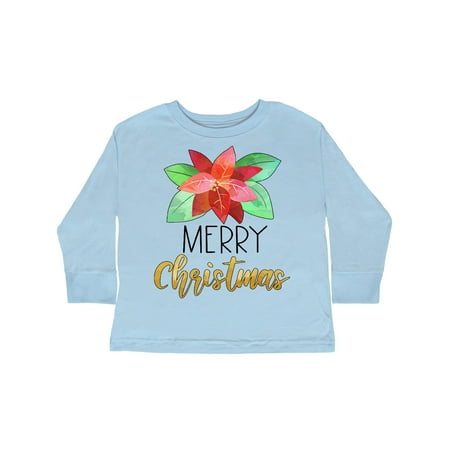 

Inktastic Merry Christmas Beautiful Red Poinsettia Gift Toddler Boy or Toddler Girl Long Sleeve T-Shirt