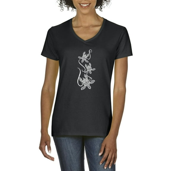 Artix - Women's T-Shirt V-Neck Short Sleeve - Sea Turtles Hawaii