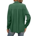 thumbnail image 5 of SLADYGLO Women Lapel Collar Long Sleeve Chest Pocket Shirt, 5 of 7