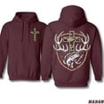 thumbnail image 4 of Hunting Faith Hoodie, Camo Cross with Antlers and Fish Graphic, Outdoor Christian Pullover for Hunters, Soft Cotton Blend, Made in USA, 4 of 6