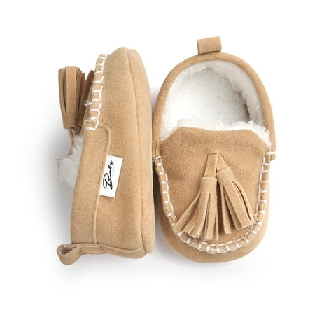 

Toyella Winter Newborn Baby Super Warm Soft Bottom Anti-slip shoes Crib shoes Khaki 11cm