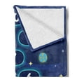 thumbnail image 2 of Cartoon Activity Soft Flannel Fleece Throw Blanket, Children Activity Hopscotch Game in Space Science Fiction Themed, Cozy Plush for Indoor and Outdoor Use, 70" x 90", Multicolor, by Ambesonne, 2 of 5