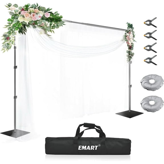 EMART 10x10ft Heavy-Duty Photography Background Stand with Steel Base & Carry Bag – Professional Background System for Product Photography, Studio, Commercial Use